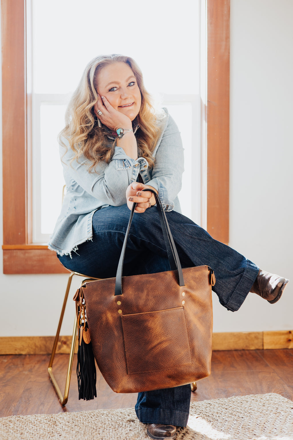 Zippered Belle Tote - Rustic Brown