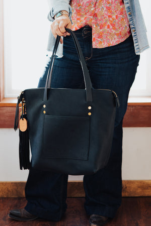 Zippered Belle Tote - Matte Black