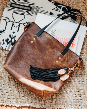 Zippered Belle Tote - Rustic Brown