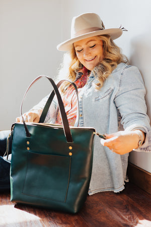 Zippered Belle Tote - Hunter Green