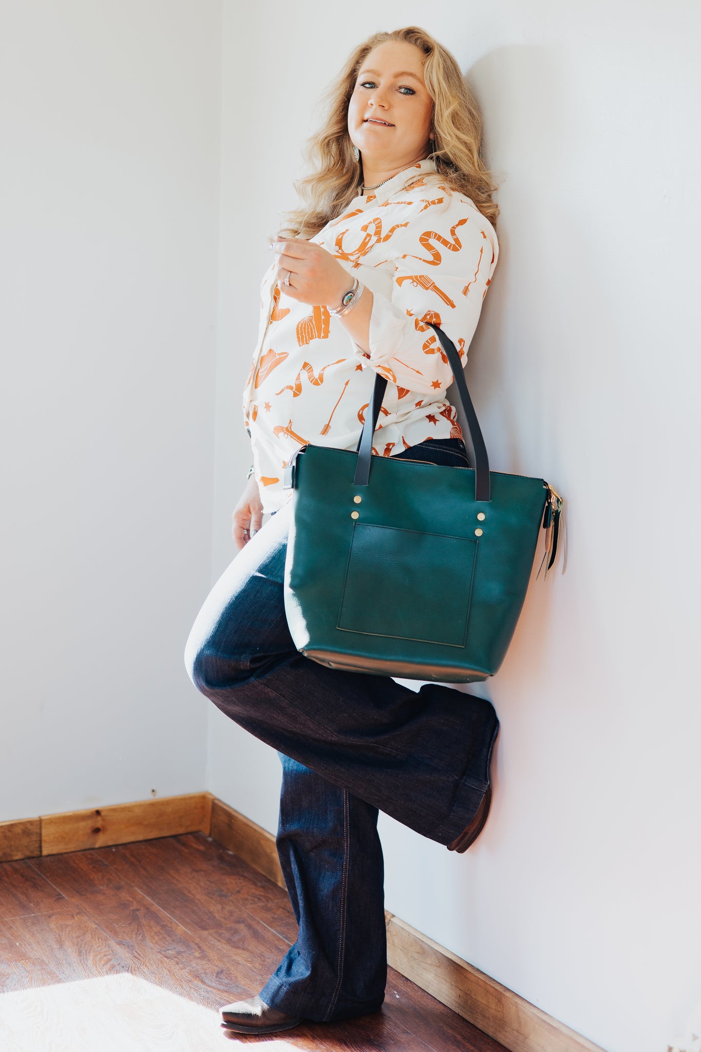 Zippered Belle Tote - Hunter Green