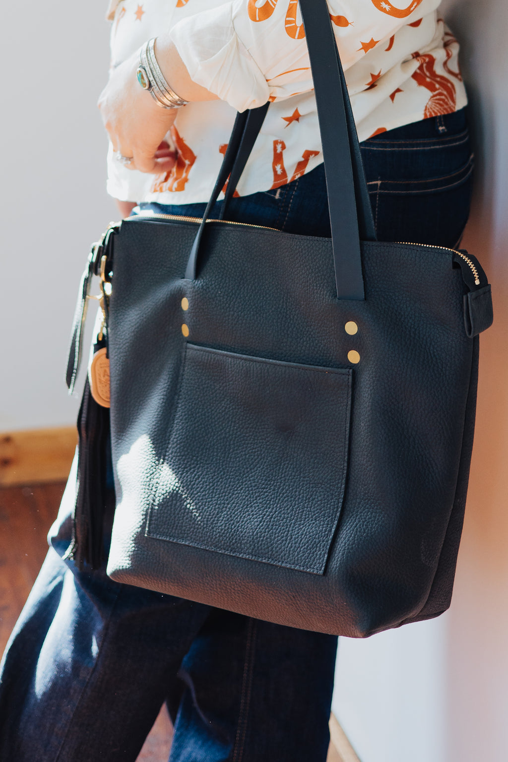 Zippered Belle Tote - Matte Black