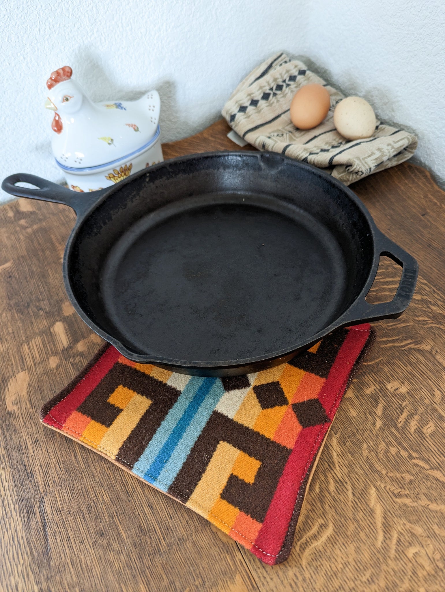 Potholder Pendleton Wool and Leather (Buffalo #2)