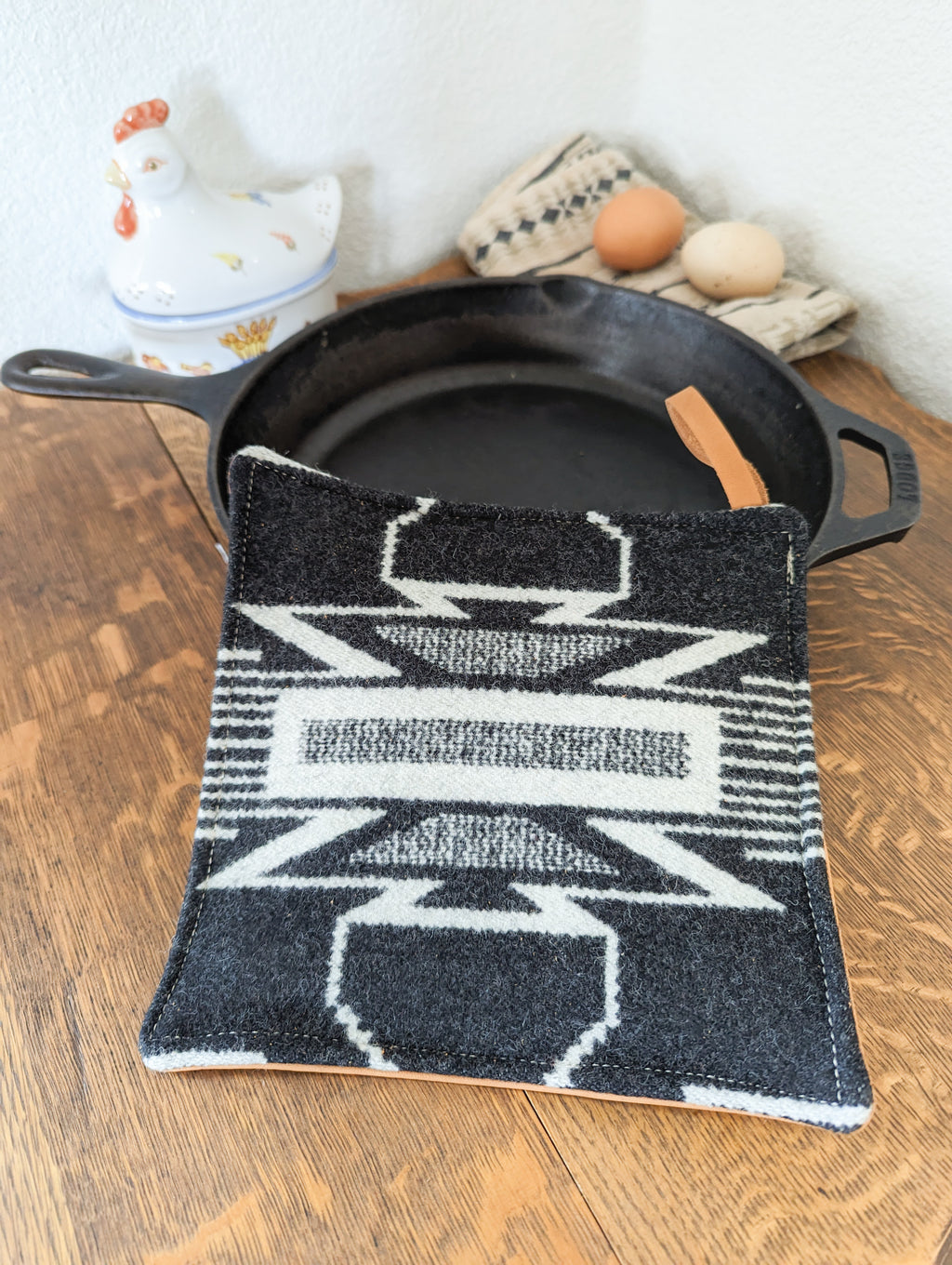 Potholder Pendleton Wool and Leather (Tis#3)