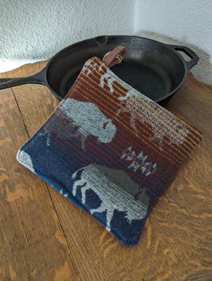 Potholder Pendleton Wool and Leather (Buffalo #2)