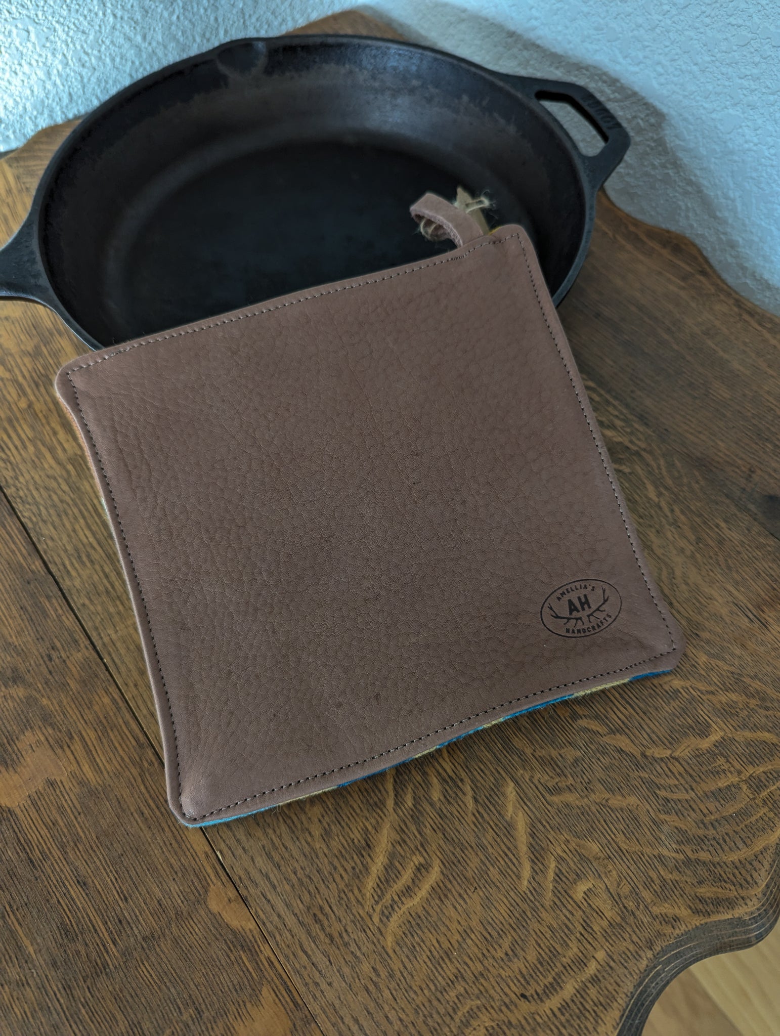 Potholder Pendleton Wool and Leather (Buffalo #2)