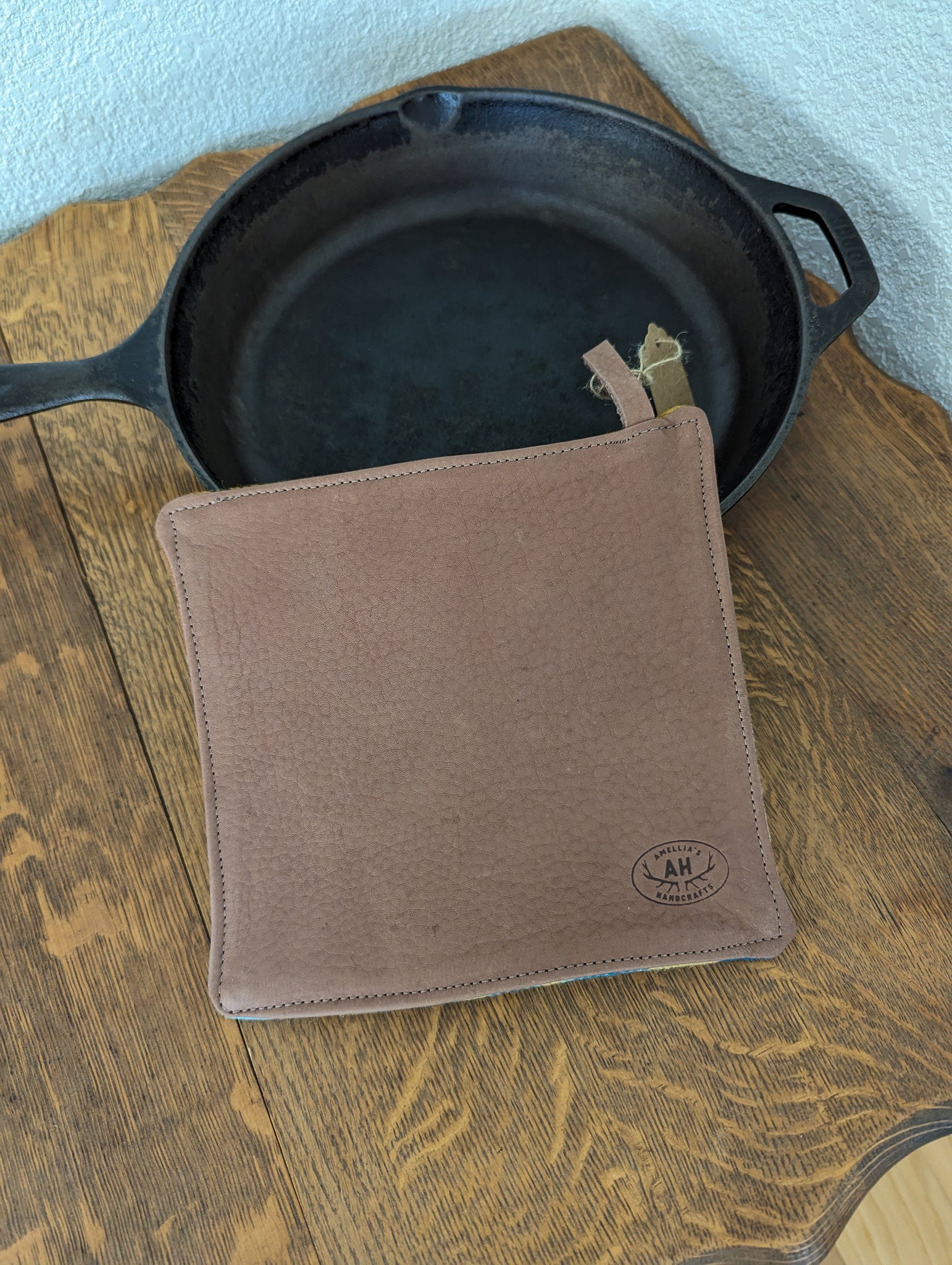 Potholder Pendleton Wool and Leather (Buffalo #2)