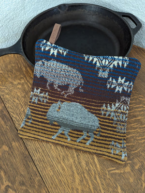 Potholder Pendleton Wool and Leather (Buffalo #2)