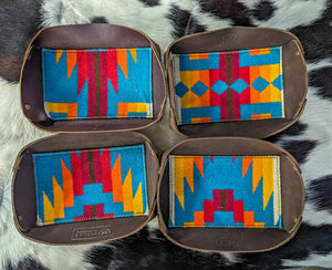 Leather Valet Tray - Turquoise and Red Aztec