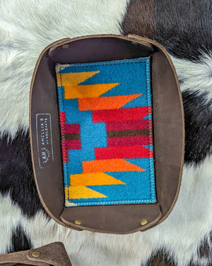 Leather Valet Tray - Turquoise and Red Aztec