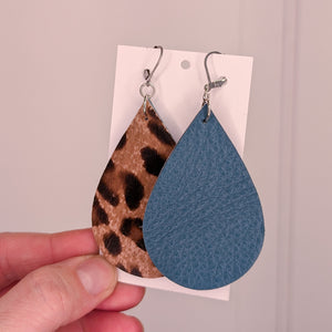 Leather earrings - Hair on Hide leopard