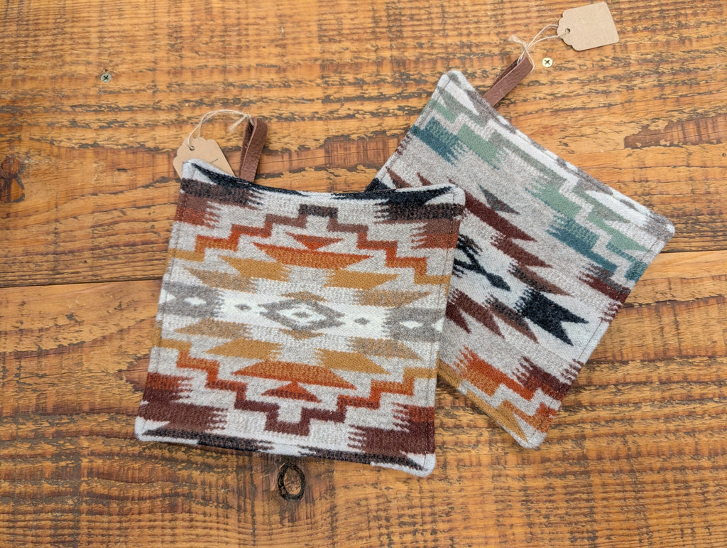 Potholder Pendleton Wool and Leather Natural