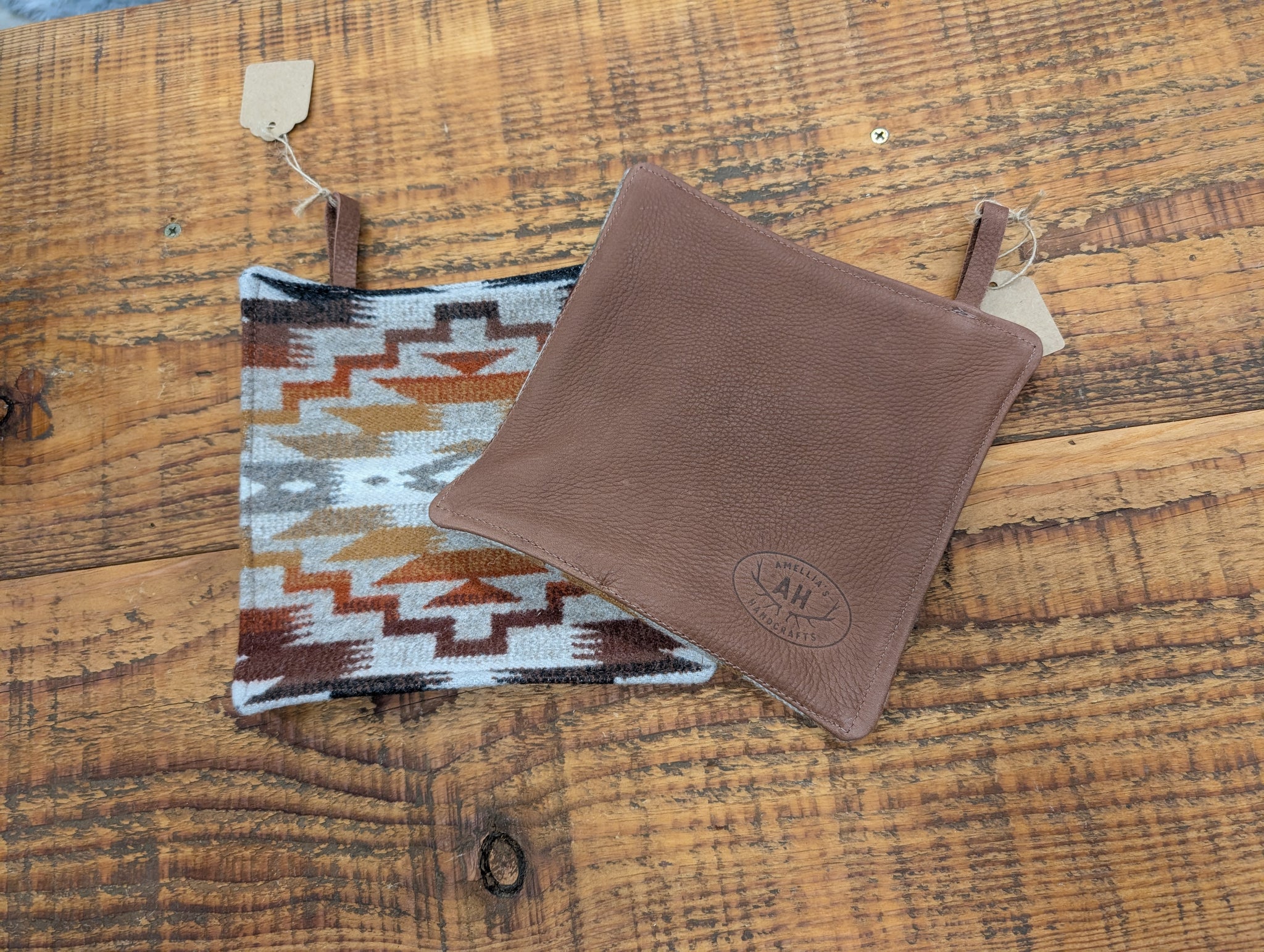 Potholder Pendleton Wool and Leather Natural