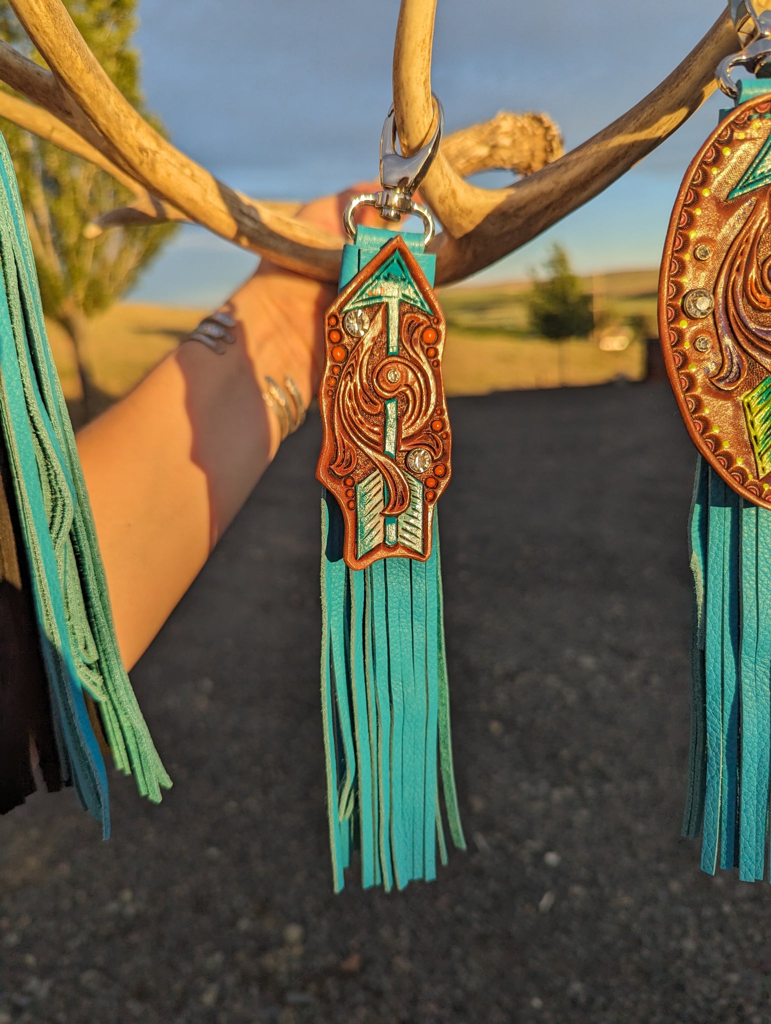 Tooled Leather tassel Arrow