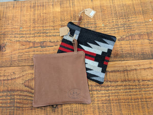 Potholder Pendleton Wool and Leather Black and Red