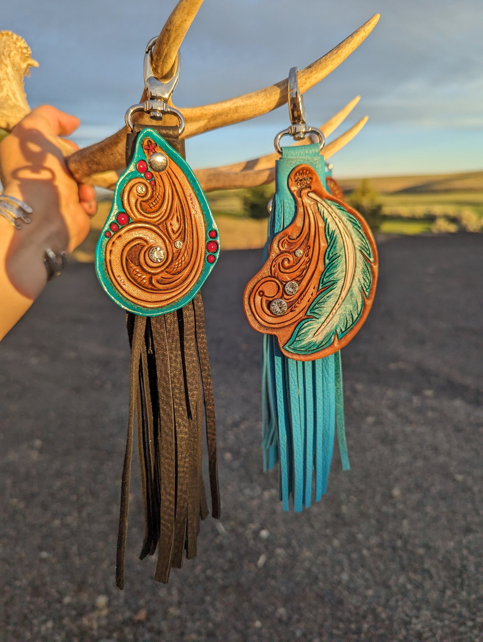 Tooled Leather tassel Swirl