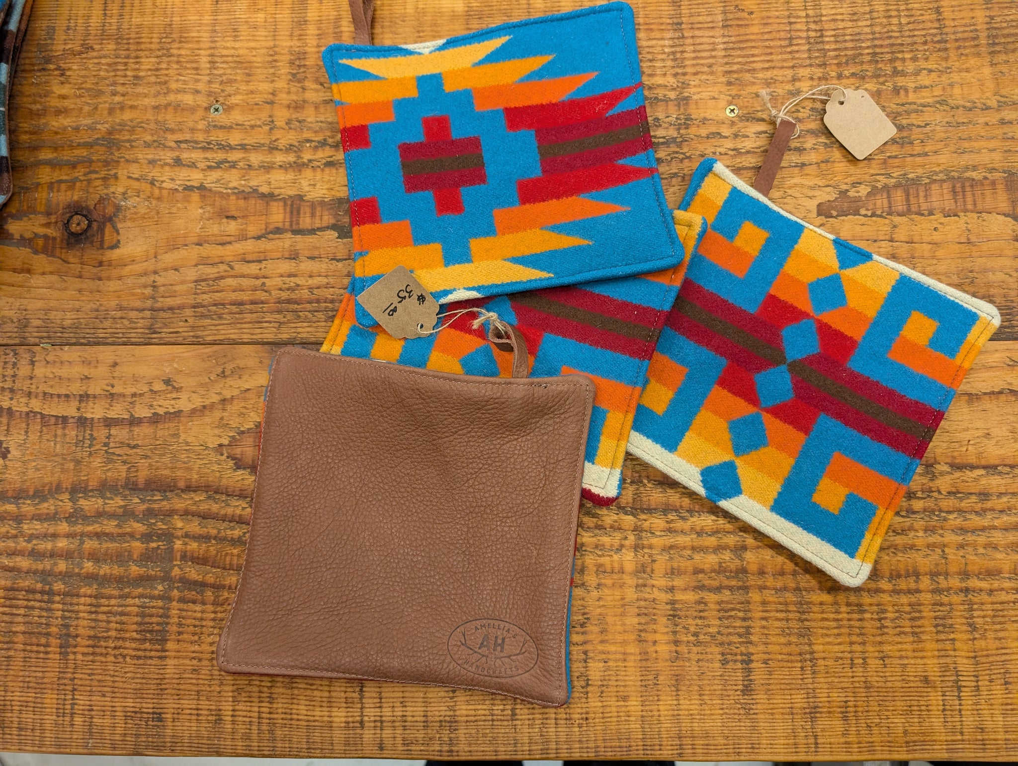 Potholder Pendleton Wool and Leather Sunrise