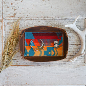 Leather Valet Tray - Turquoise Sun