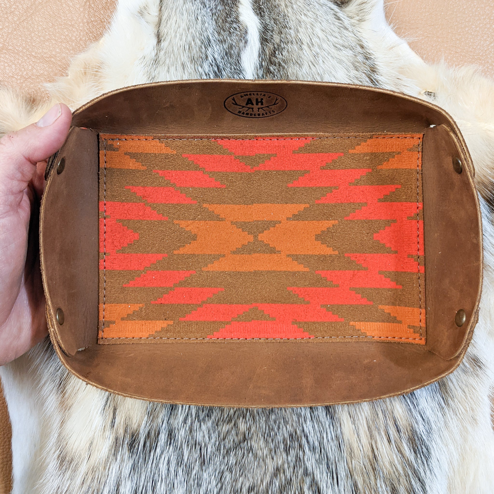 Leather Valet Tray - Leather Aztec